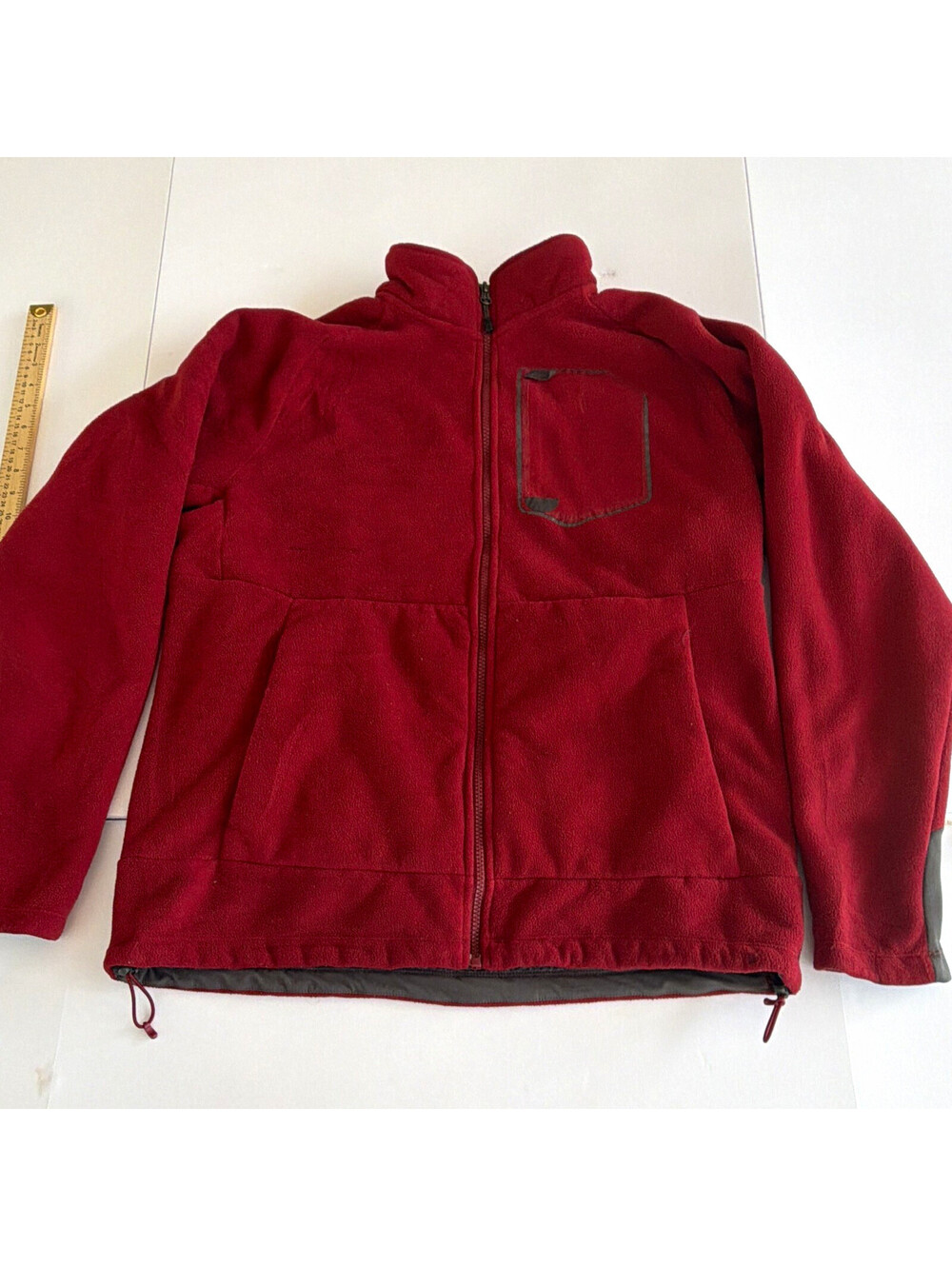 Damaged The North Face Men's Red Full Zip Chest Pocket Jacket Size L